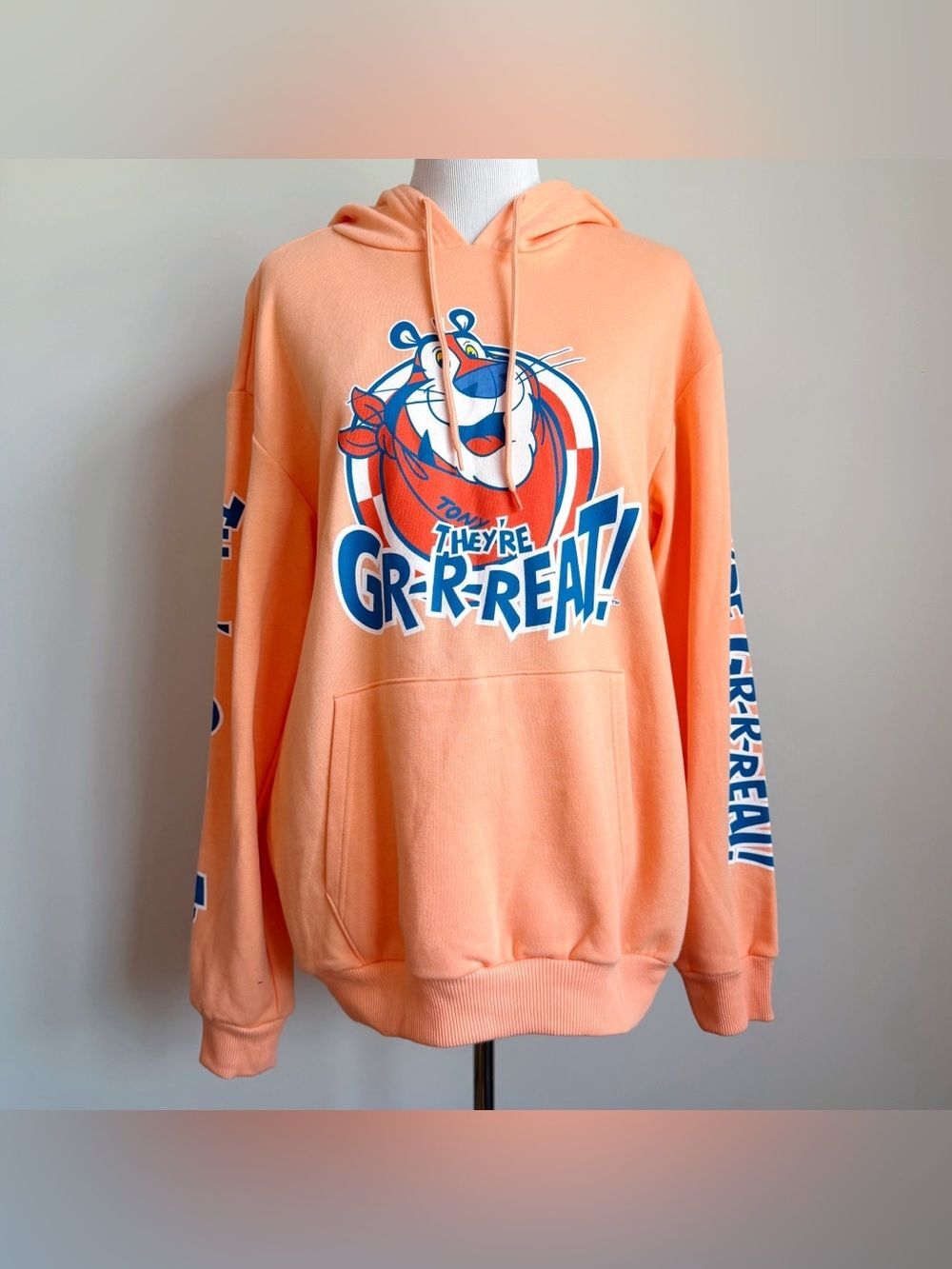 Tony the Tiger Frosted Flakes Hoodie Mens Large Cereal Sweatshirt Kellogg's